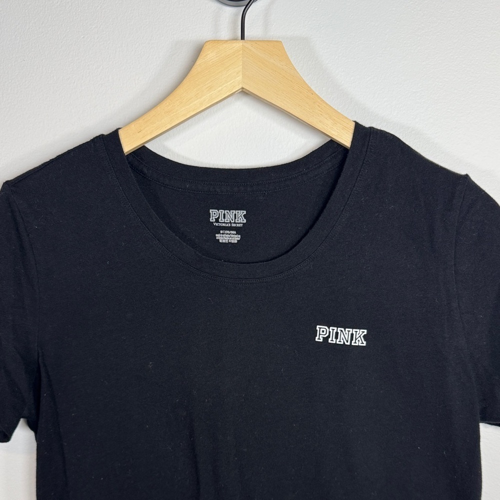 PINK Victoria's Secret Basic Black Short Sleeve Tee Medium - Picture 2 of 5